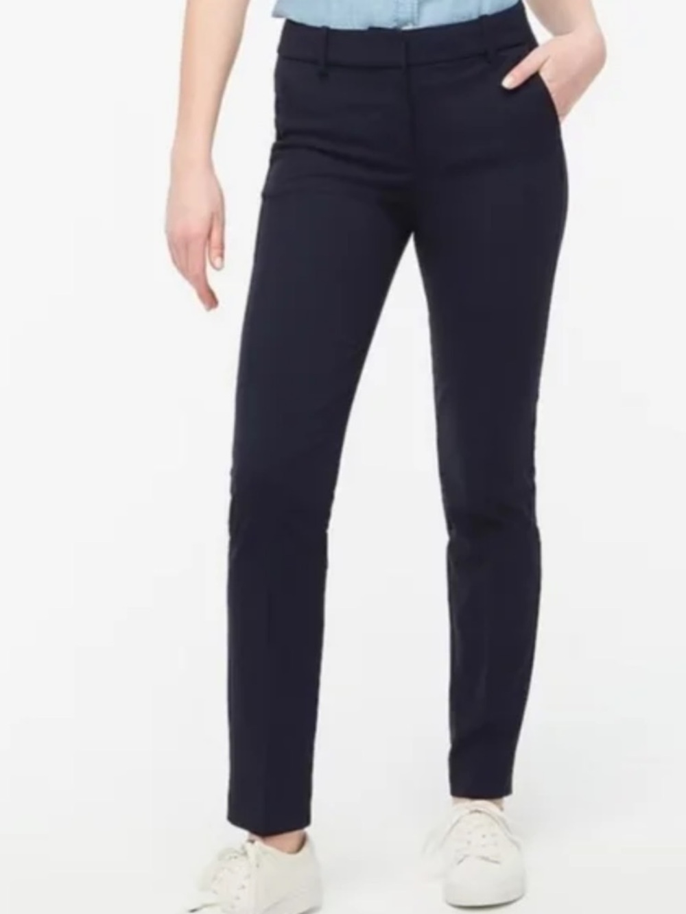 J.Crew Full Length Ruby Pants Size 14 Navy Stretch Twill Cotton Career Workwear